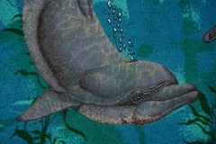 Vintage 90’s Hanes Dolphin shirt all over print tagged medium aquatic marine