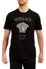 Versace Men’s Strass Logo Embroidered Crewneck Short Sleeve T-Shirt US 2XL IT 56