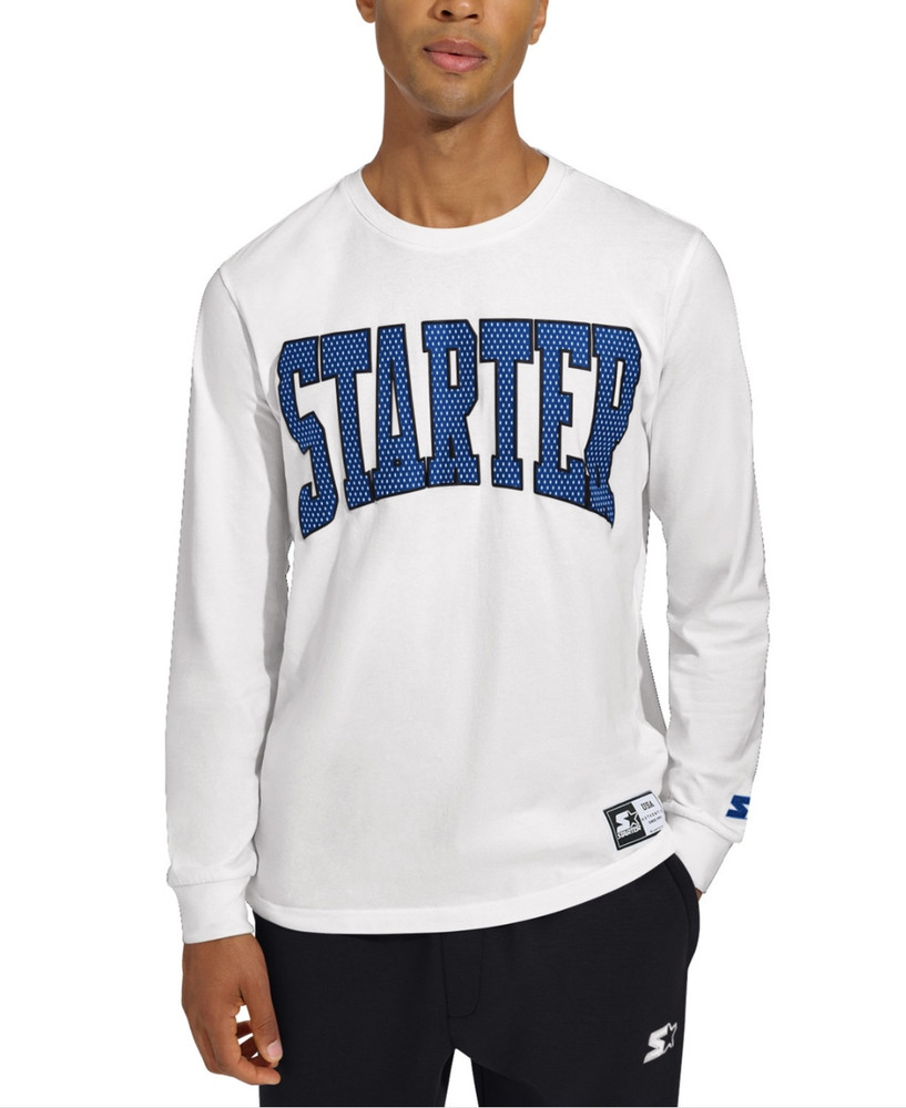 Starter Men Asher Classic Fit Logo Graphic Long Sleeve T-Shirt White Size XL