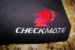 Checkmate Knight Boat Logo Black w/Red + White Size XL T-Shirt Embroidered