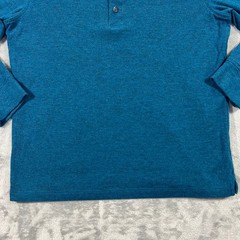 UNTUCKit Grassi Henley Shirt Mens Small Teal Blue Long Sleeve Cotton Blend
