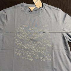 SEASALT SIZE L Mens School Of Fish T-Shirt Light Blue.