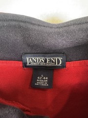 Lands’ End Shirt Mens Large Red Long Sleeve Mock Neck 1/2 Zip Casual Top
