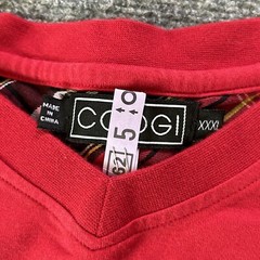 Coogi Shirt Men XXXL Red Plaid Patch Embroidered Vintage Y2K T-shirt Baggy 90’s