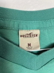 Hollister 100% Cotton Men’s V‑Neck Teal Turquoise Logo T-Shirt Casual Preppy Y2K