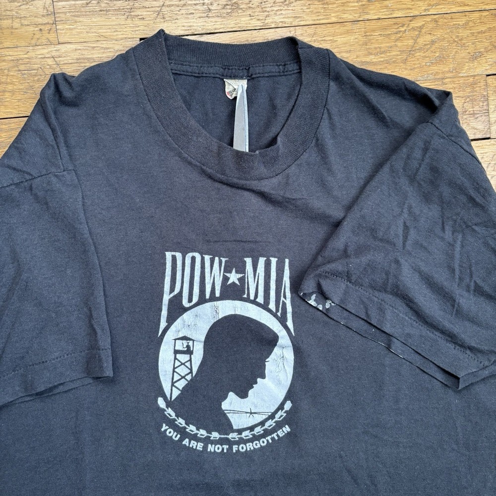Vintage 80s Military T Shirt Mens XXL Faded Single Stitch POW MIA Thin