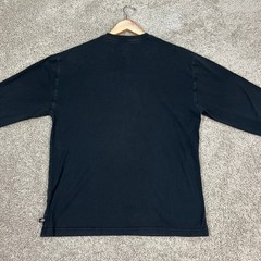 Dickies T-Shirt Mens Small Black Long Sleeve Heavyweight Henley Ribbed Cuff