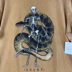Lucky Brand T Shirt Mens XL Brown Live Fast Skeleton Snake Graphics Casual NWT