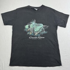 Vintage Costa Rica Shirt Adult Medium Black Iguana Animal Nature Tropical USA