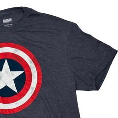 Marvel Comics Retro Classic Captain America Shield T-Shirt Heathered Blue XL