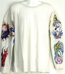 New Thermal Light Weight T-Shirt Tatoo Graphic Design Sleeves In M-4XL Skulls