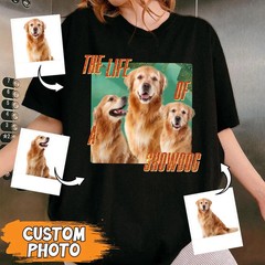 Custom Pet Portrait Comfort Tee Personalized Dog Cat Photo Shirt Gift Idea