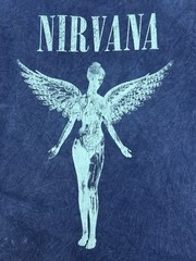 Nirvana Angel Wings Graphic T Shirt Mens Medium Blue Mineral Wash Band Tee