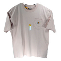 New Carhartt Mens Pink L Tall Loose Fit Heavyweight Single Pocket Cotton T Shirt