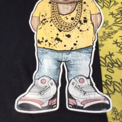 Bailey Apparel Hustle Fresh T Shirt Adult M Teddy Bear Short Sleeve Black Yellow