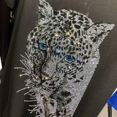 New Fashion Trend Leopard Hot Diamonds Rhinestones Summer Luxury Men T-Shirt