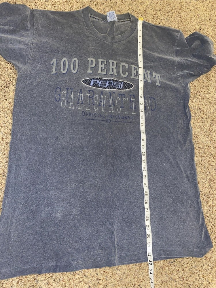 Unisex PEPSI L/XL T-Shirt “100 PERCENT PEPSI GUARANTEED” Embroidered 90s Retro