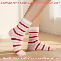 5 Pairs Women Fuzzy Socks Soft Cozy Valentines Day Stocking Stuffers Fluffy