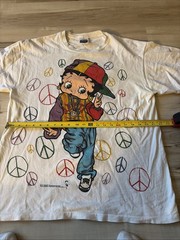 Vintage Betty Boop Peace Hip Hop Hippy 1993 Men XLarge USA 90s AOP Single Stitch