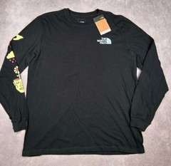 The North Face Long Sleeve T-Shirt XL Black 100% Cotton Graphic Double Sided NEW