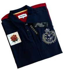 Men’s Reason Brand T-Shirt Polo Size XXL Navy Multi Color Cotton New MSRP:$50/-