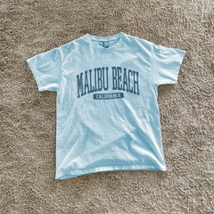 Malibu Beach California Souvenir Beach, Retro, Minimalist T-Shirt Light Blue