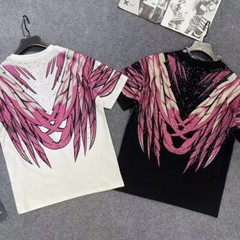 New Men Luxury Diamond Wings Rhinestones Fashion T-Shirt High Quality