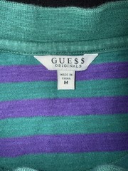 GUESS ASAP A$AP Originals Men’s Purple Green Striped Logo T-Shirt Size M