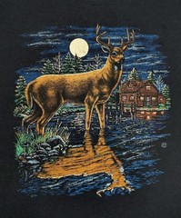 1996 LSJ Sportswear Cotton Grove Designs Deer Winter Scene Tshirt USA Sz XL