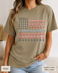 Coastal USA Flag Shirt, Patriotic Seashell Tee, Comfort Colors Beach Top