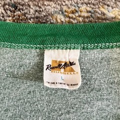 Vintage 1970s Russell Athletic Gold Label Zides Sports Ringer T-Shirt Green – L