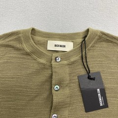 Buck Mason Shirt Mens Large Olive Daybreak Rower Thermal Knit Henley Long Sleeve