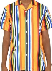 Weiv Of Los Angeles Brilliant Colored Stripe Short Sleeve Button Shirt Mens 2XL