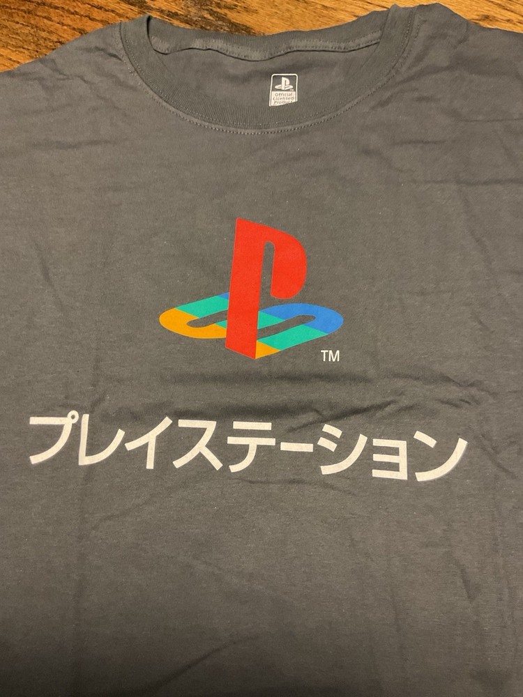 Sony Playstation Japanese Logo Tshirt XL Dark Gray