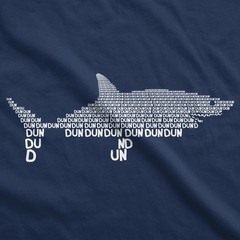 Mens Dun Dun Shark Theme T-Shirt Cool Graphic Great White Music Text Tee