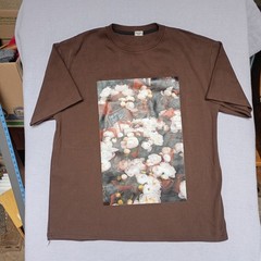 Garment Dye Woman’s Brown T-shirt Floral Art to Wear Thick Fabric No Size Fits M