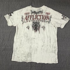 Affliction Shirt Men XL White Tried True Trademark Eagle Graphic Biker Red Foil