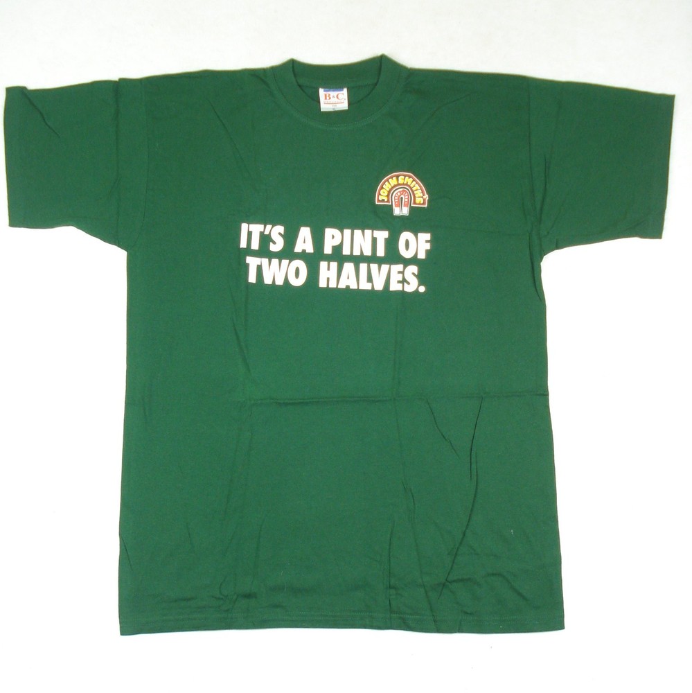 John Smiths Vintage 90s Tee Shirt Football Rugby Game Of Two Halfes Green New