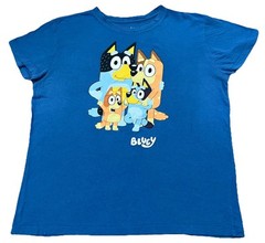 Bluey Family Group Children’s Learning Series Graphic T-Shirt Cartoon Blue M