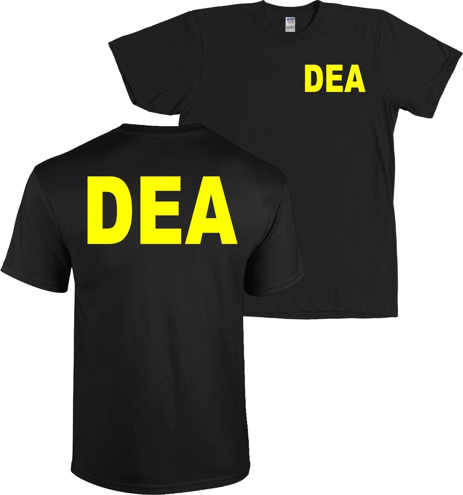 DEA Drug Enforcement Agency NEON YELLOW LETTERS Black T-Shirt – NEW