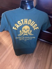 NWT Fasthouse Mens T Shirt “Band Of Misfits” Skull Green Size Small