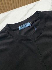 Prada Mercerized Cotton T-Shirt, Crew Neck, Black, Size XL