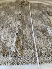 Nautica Printed Short Sleeve Button Down Shirt Men’s L Beige Collared Pockets
