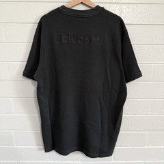 Adidas Waffle Knit T Shirt Mens Size XL Heavyweight Charcoal Grey Double Sided