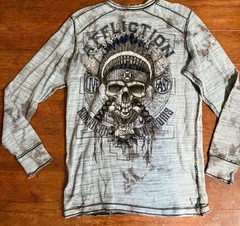 Affliction American Customs Wyoming Thermal Crystal Wash Mens Size L