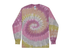 Long Sleeve Tie Dye T-Shirts Multicolor Adults & Kids Size Cotton Colortone