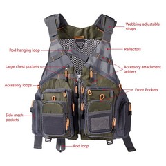 Strap Fishing Vest Adjustable For Men And Women For Fly Bass Fishing And Outdoor