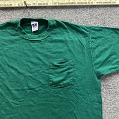 Russell Athletic T-Shirt Mens Size L Green Combed Cotton Pocket USA Made Vintage
