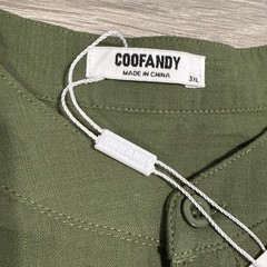 Coofandy Green Cotton Hemp Shirt Men’s 3XL Long Sleeve Casual Henley Top NWT