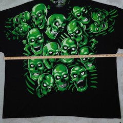 Liquid Blue Skull Pile T-Shirt Mens 6XL Black AOP Glow N Dark Travis Scott 2017